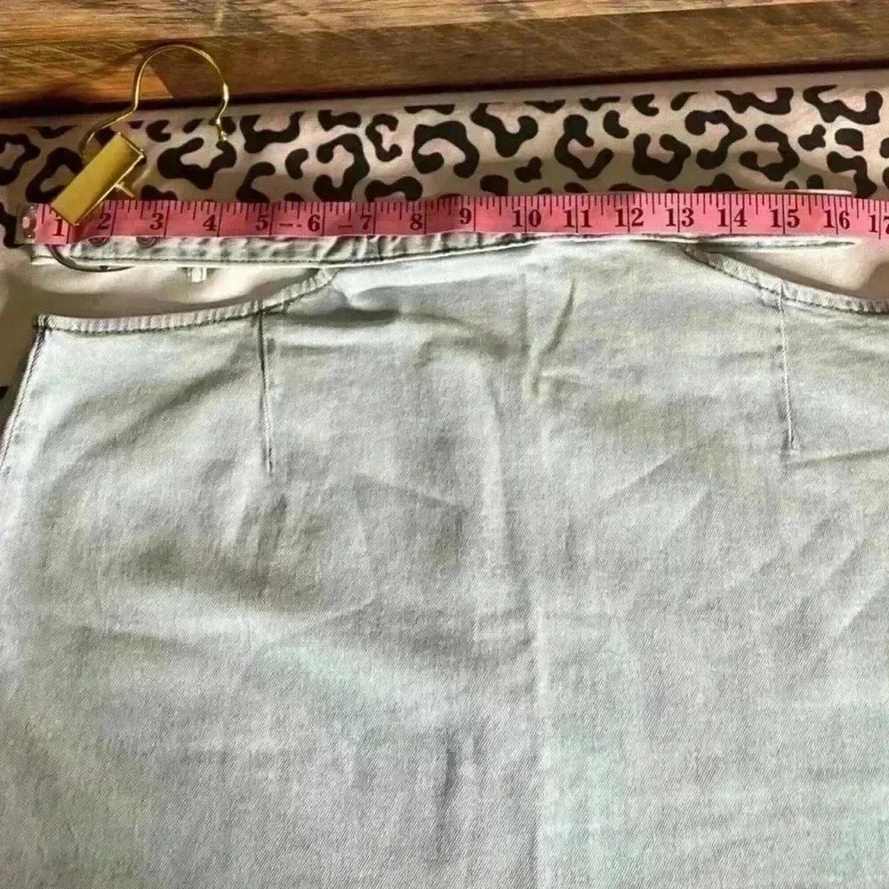 WeWoreWhat' Cut-Out Denim Mini Skirt in a Super Light Indigo Wash. Sz Large. NWT - Picture 13 of 13